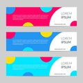 Horizontal web banner set. Header design template with colorful circles for website or business card. Vector illustration Royalty Free Stock Photo